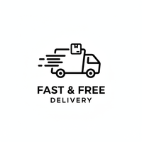 Kan je een klein en simpel logo maken voor snelle en gratis levering in het zwart en wit