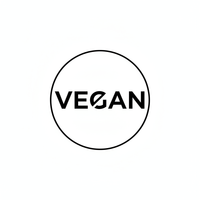 Klein simpel logo in zwart wit voor "vegan